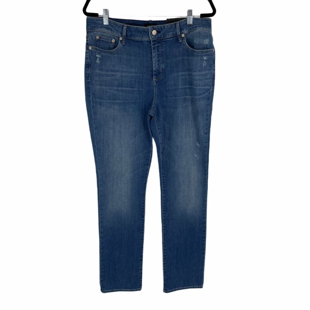 NYDJ Sheri High Waist Ripped Slim Stretch Ankle Jeans, Size 16 - Blue F118, L53